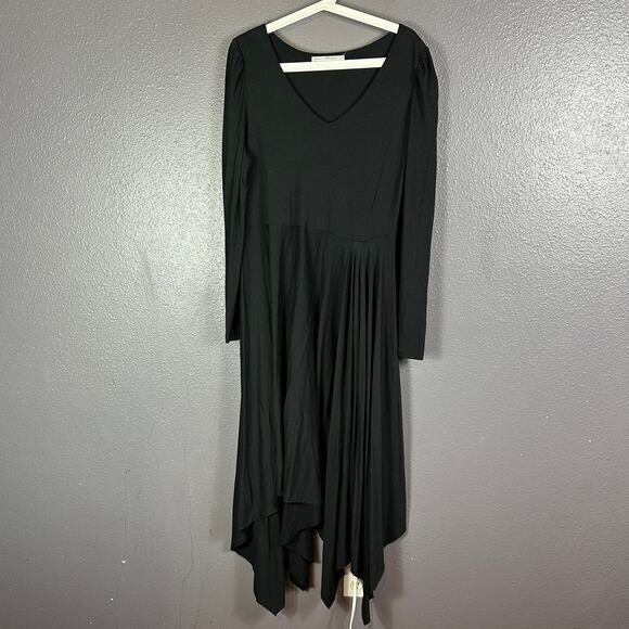 Peruvian Connection Dresses & Skirts - Peruvian Connection Dress Large Black Midi Handkerchief Hem Pima Cotton Modal